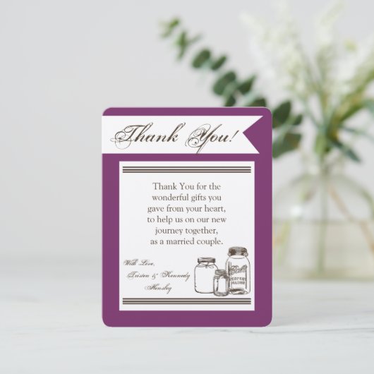 4x5 FLAT Vielen Dank Card Mason Jar Land Rustikal Dankeskarte (Stehend Vorderseite)