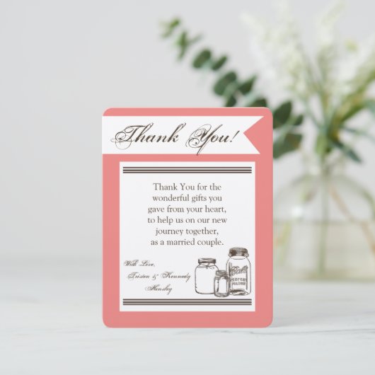 4x5 FLAT Vielen Dank Card Mason Jar Land Rustikal Dankeskarte (Stehend Vorderseite)