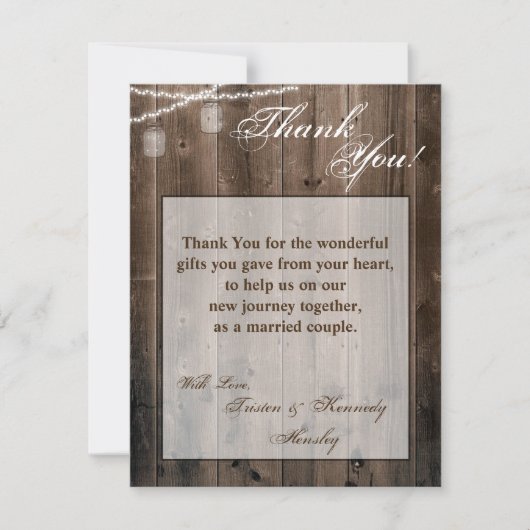 4x5 FLAT Vielen Dank Card Mason Jar String Lights Dankeskarte (Vorderseite)