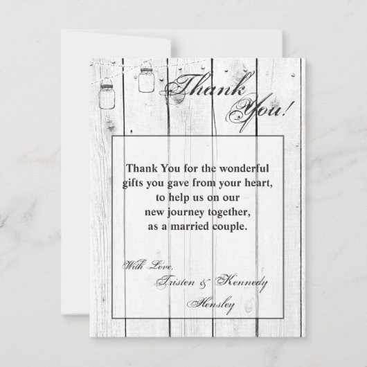 4x5 FLAT Vielen Dank Card Mason Jar String Lights Dankeskarte (Vorderseite)