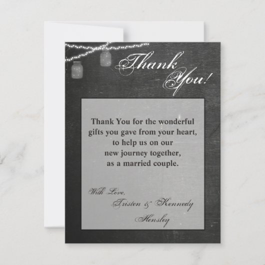 4x5 FLAT Vielen Dank Card Mason Jar String Lights Dankeskarte (Vorderseite)