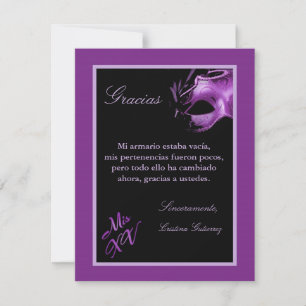 4x5 FLAT Vielen Dank Card Mis XV Lila Morado Dankeskarte