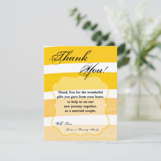 4x5 FLAT Vielen Dank Card Ombre Streifen Gelbe Lin Dankeskarte (Stehend Vorderseite)