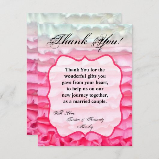 4x5 FLAT Vielen Dank Card Ombre Stripe Pink Zucker Dankeskarte (Vorne/Hinten)