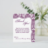 4x5 FLAT Vielen Dank Card Plum Lila Damask Lace Dankeskarte (Stehend Vorderseite)