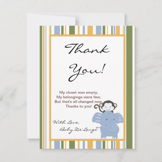 4x5 FLAT Vielen Dank Card Safari Freunde Einladung (Vorderseite)