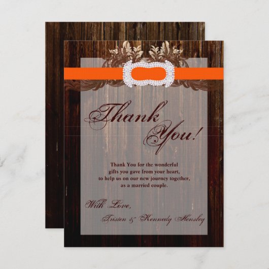 4x5 FLAT Vielen Dank Card Stall Holz Diamond Band Dankeskarte (Vorne/Hinten)