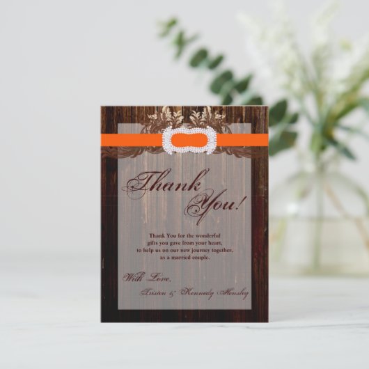 4x5 FLAT Vielen Dank Card Stall Holz Diamond Band Dankeskarte (Stehend Vorderseite)