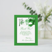 4x5 FLAT Vielen Dank Card Sweet 16 Green Party Dankeskarte (Stehend Vorderseite)
