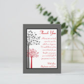 4x5 FLAT Vielen Dank Card Winter Gray/Red Tree Dankeskarte (Stehend Vorderseite)