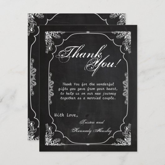 4x5 FLAT Vielen Dank Karte Modernes Chalkboard Vin (Vorne/Hinten)