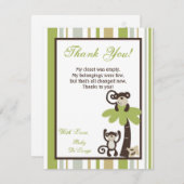 4x5 FLAT Vielen Dank Karte Monkey Time Zoo Tier (Vorne/Hinten)