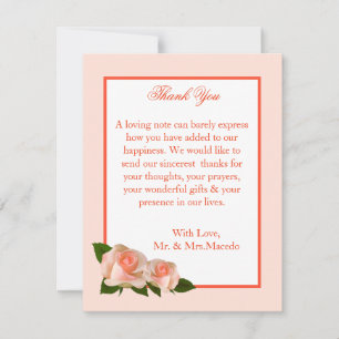 4x5 FLAT Vielen Dank Karte Pink/Peach Rose mit Ver