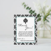 4x5 FLAT Vielen Dank Karte schwarze Damasklaste Sp (Stehend Vorderseite)