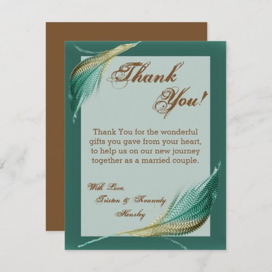 4x5 FLAT Vielen Dank Karte Tier Quail Feather Bird (Vorne/Hinten)