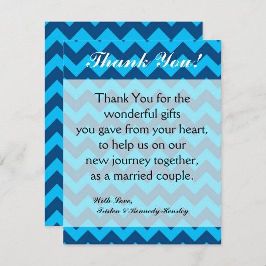 4x5 FLAT Vielen Dank Karte Zickzack Blues (Vorne/Hinten)