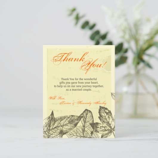 4x5 FLAT Vielen Dank Karten Hand gezogene Herbstla (Stehend Vorderseite)