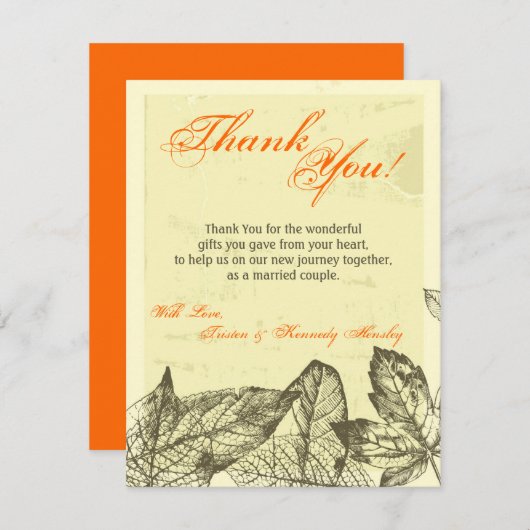 4x5 FLAT Vielen Dank Karten Hand gezogene Herbstla (Vorne/Hinten)