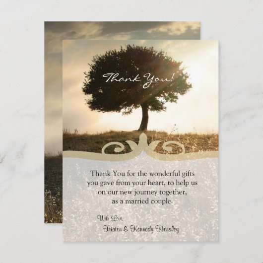 4x5 FLAT Vielen Dank Kartenbaum und Sonnenuntergan Dankeskarte (Vorne/Hinten)