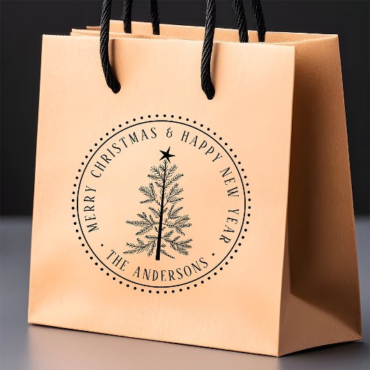 4X5 Merry Christmas & Happy New Year Elegant Gummistempel