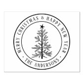 4X5 Merry Christmas & Happy New Year Round Gummistempel (Prägung)