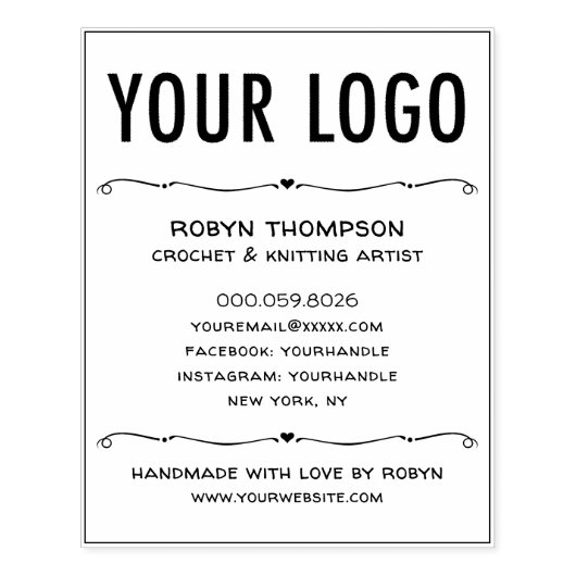 4x5 Personalisiert Handgefertigt mit Liebe Gummi B Gummistempel (Prägung)