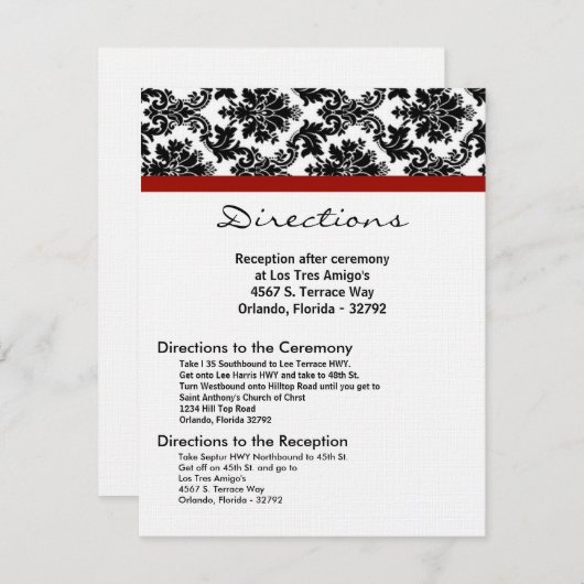 4x5 Richtungen Karte Schwarzer Damaske Roter Empfa (Vorne/Hinten)