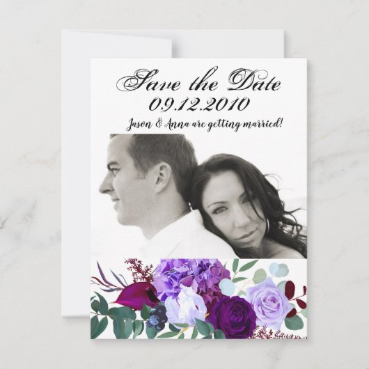 4x5 Save the Date Card Lavendel Hibisken auf "Whit Einladung (Vorderseite)