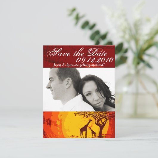 4x5 Save the Date Karte Afrikanische Safari Giraff (Stehend Vorderseite)