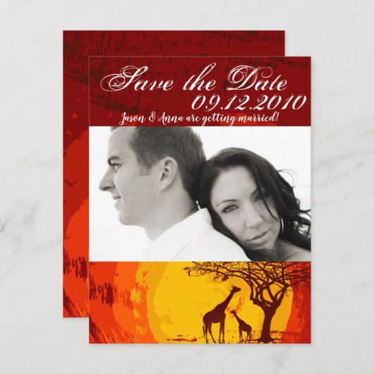 4x5 Save the Date Karte Afrikanische Safari Giraff (Vorne/Hinten)