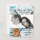 4x5 Save the Date Karte Blue Wood Stall Doot Boots (Vorderseite)