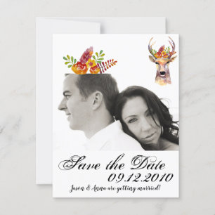 4x5 Save the Date Karte boho Reh Buck Head Brownin