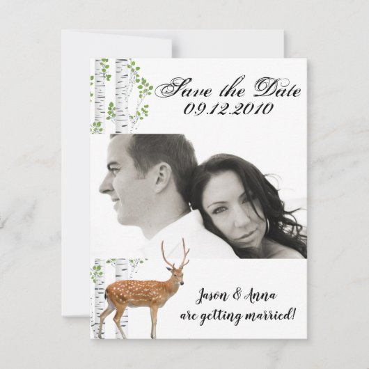 4x5 Save the Date Karte Hirsch Doe Woodland Buck L (Vorderseite)