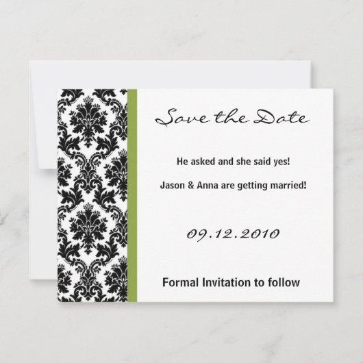 4x5-Save the Date-Karte - Schwarze Damaskus und Gr Save The Date (Vorderseite)
