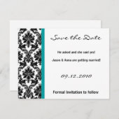 4x5 Save the Date Karte - Schwarzer Damast und Aqu (Vorne/Hinten)