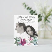 4x5 Save the Date Karte Tropische Blume auf Weiß (Stehend Vorderseite)