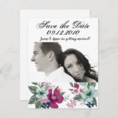 4x5 Save the Date Karte Tropische Blume auf Weiß (Vorne/Hinten)