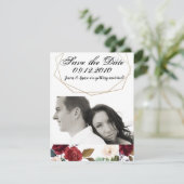 4x5 Save the Date Karte Weiße Rosen Gold Geometrie (Stehend Vorderseite)