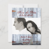 4x5 Save the Date Karte Weißwaschholz Stalltür C (Vorderseite)