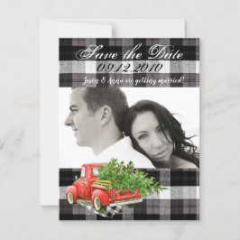 4x5 Save the Date Karte XMAS LKW Baffalo Kariert B