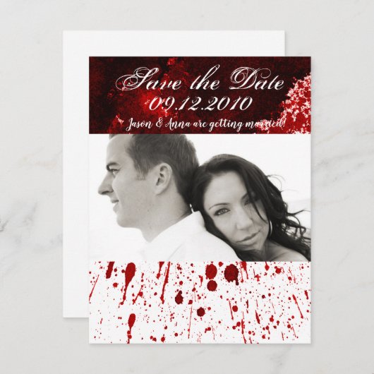 4x5 Save the Date Kartenblutdruck Spritzer Vampire Einladung (Vorne/Hinten)
