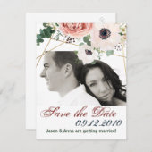 4x5 Save the Date Kartengeometrie-Garten-Rose Einladung (Vorne/Hinten)