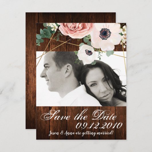 4x5 Save the Date Kartengeometrischer Garten Rose Einladung (Vorne/Hinten)