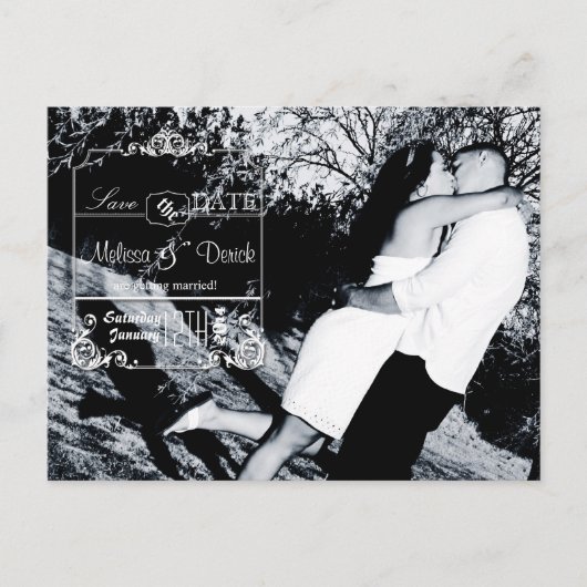 4x5 Typografie Save the Date Foto Ankündigung Postkarte (Vorderseite)