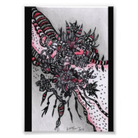 4x6 ACEO. Drucken. Rot und Schwarz