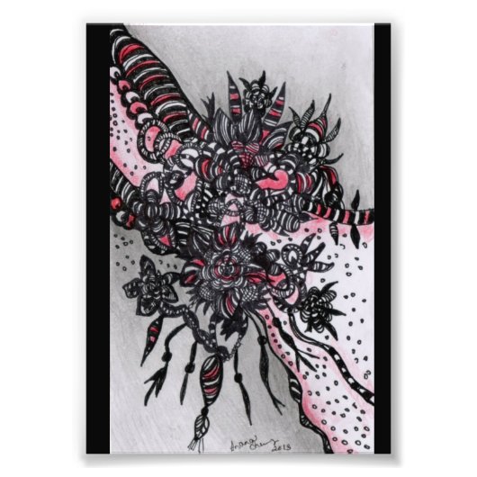 4x6 ACEO. Drucken. Rot und Schwarz Fotodruck (Vorne)