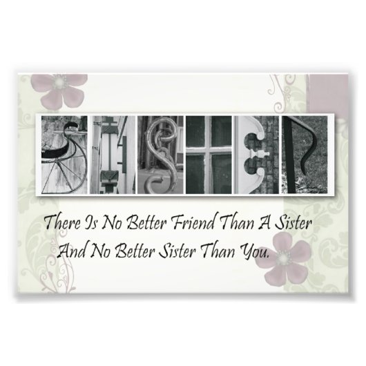 4x6 Alphabet Foto Letter Sister Framework Print (Vorne)