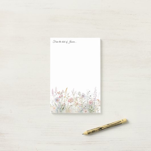 4x6 Personalisierte Wildblume Vom Schreibtisch aus Post-it Klebezettel (Auf Schreibtisch)