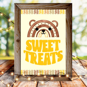 4x6 Süßigkeiten Boho Woodland Bär Geburtstagsdesse Poster