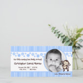 4x8 Blue Boy Pop Monkey Foto Geburtsankündigung Ankündigung (Stehend Vorderseite)